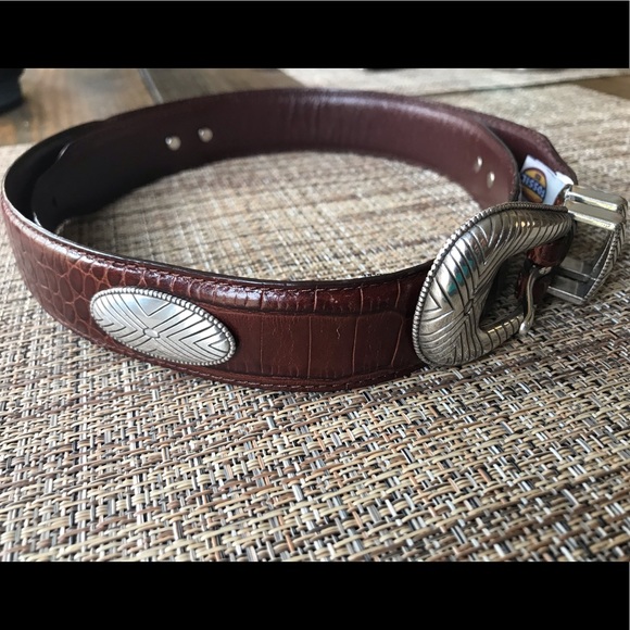 Fossil Other - Fossil Brown Leather Belt 40 Silver Men’s